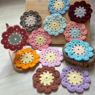 墊小二🧶｜手作編織 毛線杯墊 水晶礦墊 飾品墊