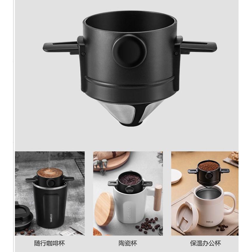 小天使/不鏽鋼雙層咖啡濾杯/可折疊便攜好收納免濾紙咖啡過濾杯不銹鋼咖啡濾網滴漏式過濾器手衝杯便攜咖啡器-細節圖6