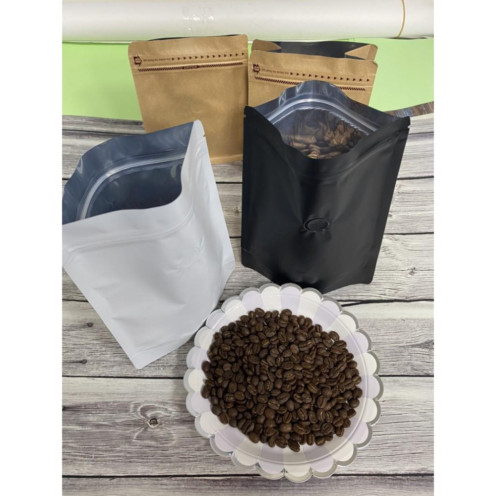免封口袋(雙夾鏈中間開單氣閥)1/4磅/半磅裝/一磅裝咖啡袋(黑色/白色10入裝)-細節圖2