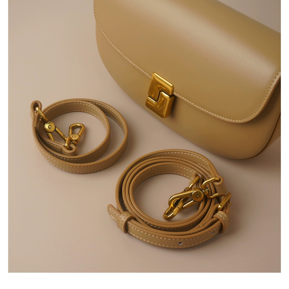 ✨小眾設計 真皮馬鞍包 時尚簡約 牛皮 ◾Le Bonheur◾女包 包包 單肩包 斜挎包-細節圖6