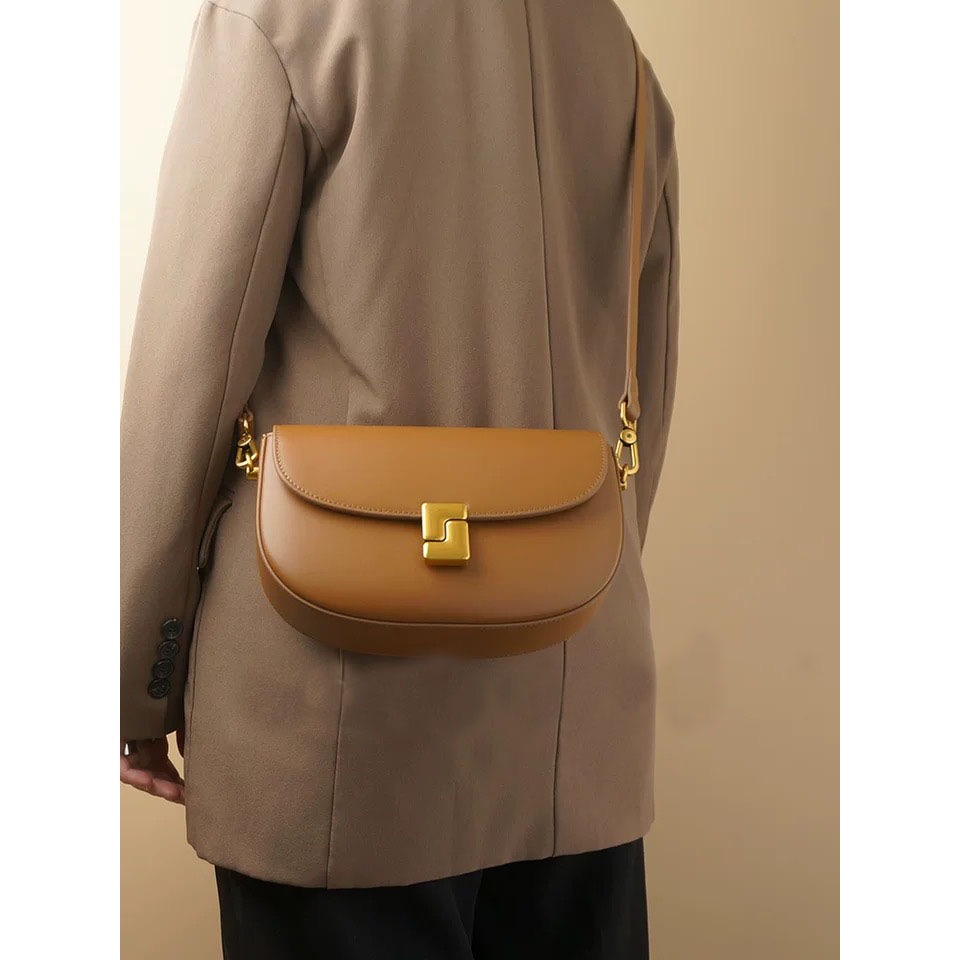 ✨小眾設計 真皮馬鞍包 時尚簡約 牛皮 ◾Le Bonheur◾女包 包包 單肩包 斜挎包-細節圖8