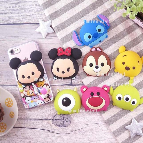 【正版授權】Disney 迪士尼 Tsum 多功能 手機立架 捲線器 iPhone / Android 可用 指環扣