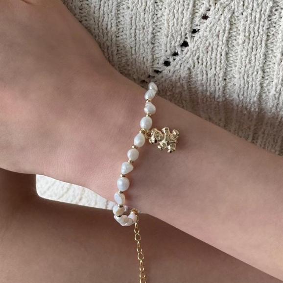 淡水珍珠金色小熊可愛手鍊 L230014-細節圖2
