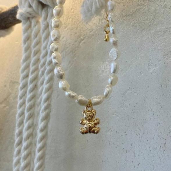 淡水珍珠金色小熊可愛手鍊 L230014-細節圖3