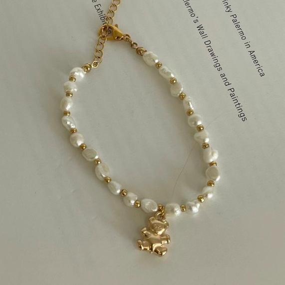 淡水珍珠金色小熊可愛手鍊 L230014-細節圖4