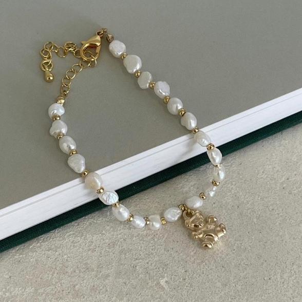 淡水珍珠金色小熊可愛手鍊 L230014-細節圖6