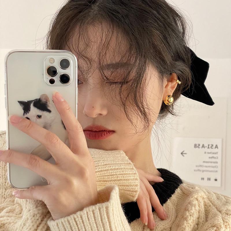 鏤空笑臉立體圓球耳釘 L230005-細節圖3