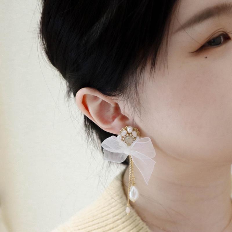 洛莉 🥑 氣質淚訴蝴蝶結耳飾 AW1210-細節圖2