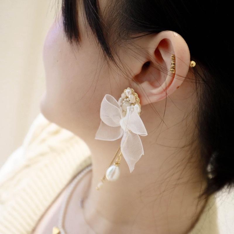 洛莉 🥑 氣質淚訴蝴蝶結耳飾 AW1210-細節圖3