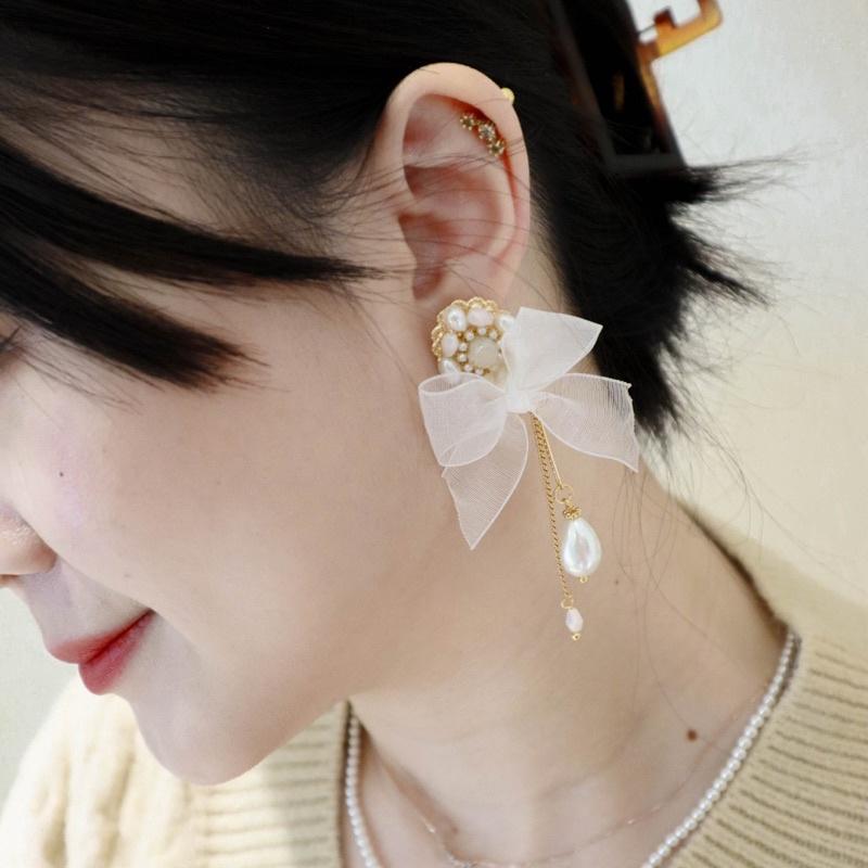 洛莉 🥑 氣質淚訴蝴蝶結耳飾 AW1210-細節圖5