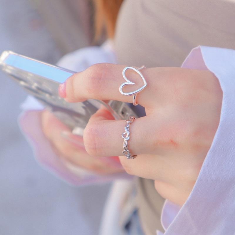 洛莉🥑純銀愛心線條戒指 AW0907-細節圖4