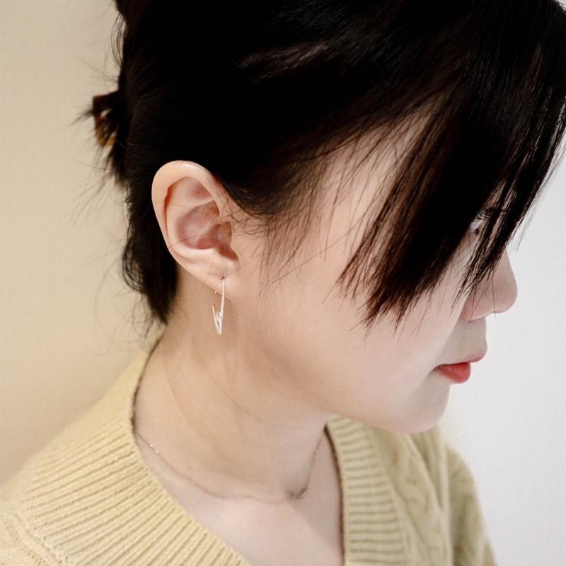 洛莉 🥑 純銀簡約愛心線條造型耳鉤 AW1212-細節圖5
