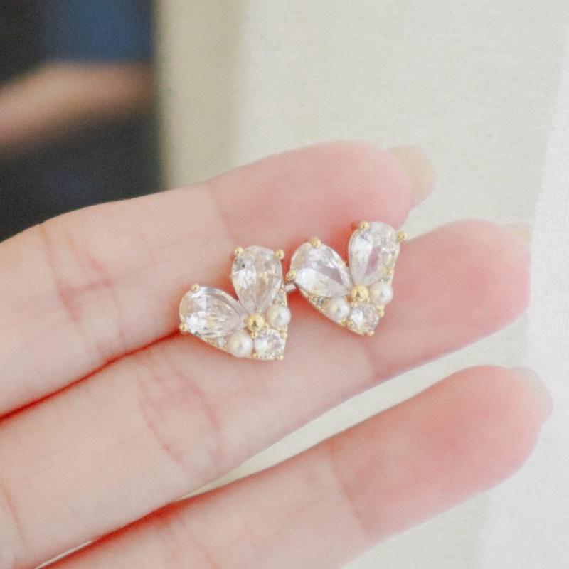 洛莉🥑鑲鑽愛心閃亮耳飾 AW0902-細節圖3