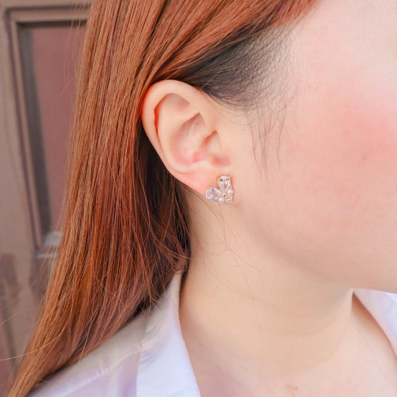 洛莉🥑鑲鑽愛心閃亮耳飾 AW0902-細節圖4