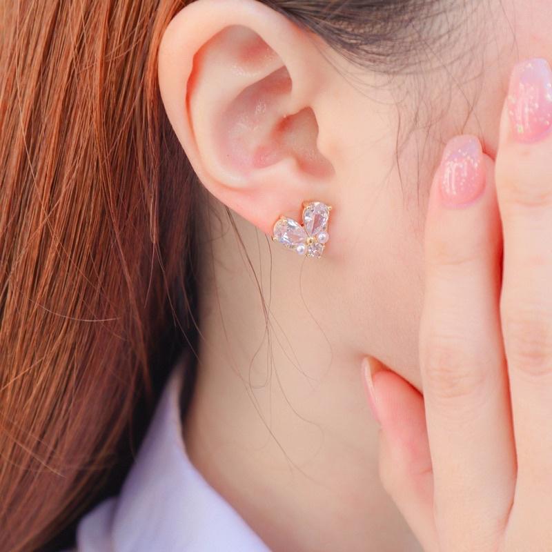 洛莉🥑鑲鑽愛心閃亮耳飾 AW0902-細節圖5