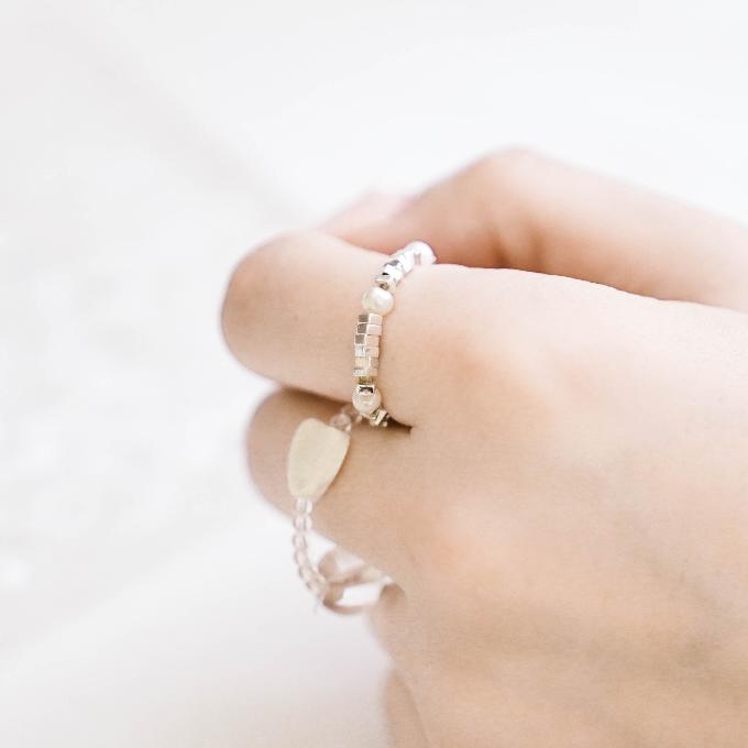 珍珠碎銀線戒 L230062-細節圖2