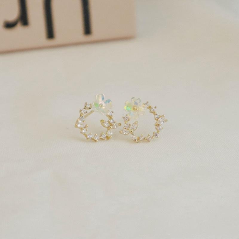 洛莉🥑鑲鑽花環小清新耳飾 AW0903-細節圖2