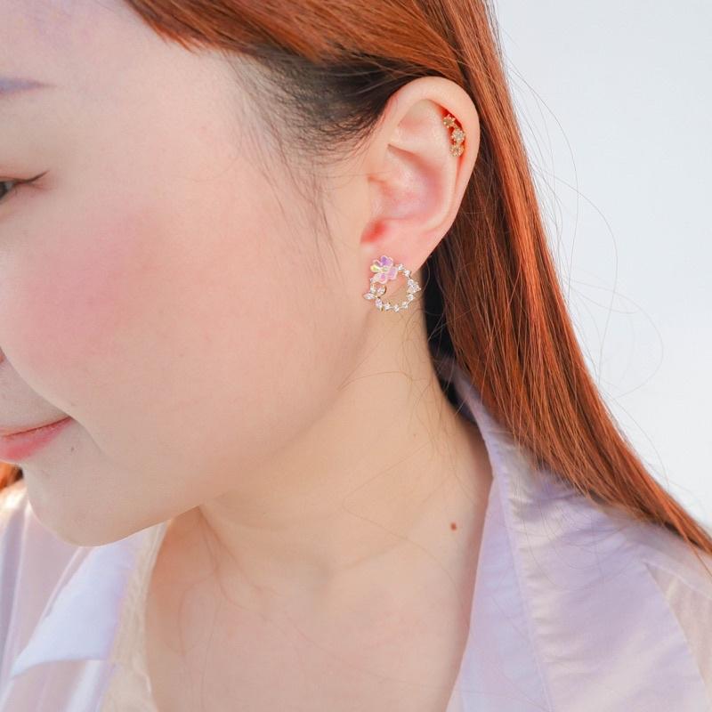 洛莉🥑鑲鑽花環小清新耳飾 AW0903-細節圖3
