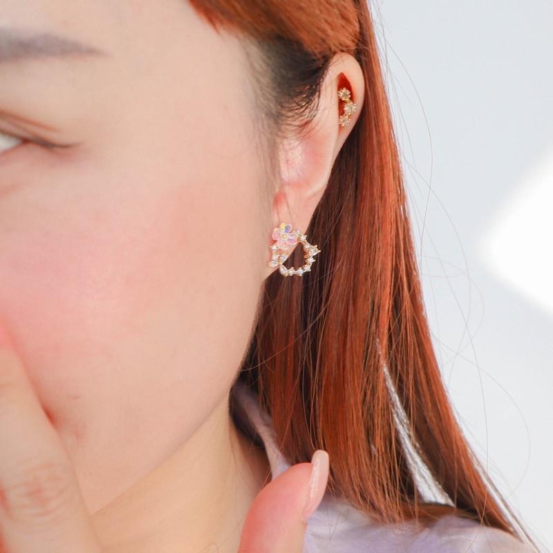 洛莉🥑鑲鑽花環小清新耳飾 AW0903-細節圖4