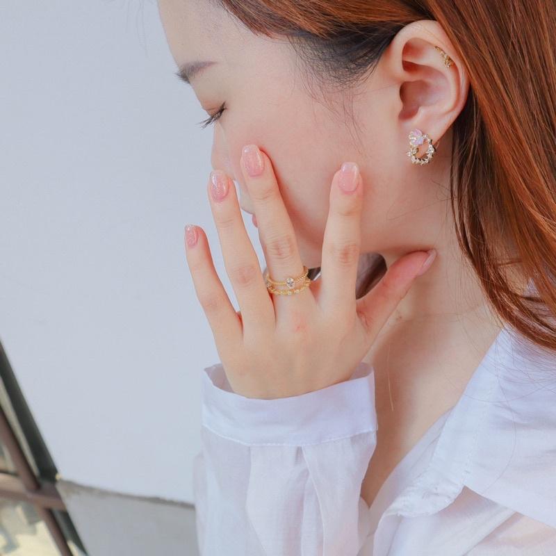 洛莉🥑雙層疊帶設計橢圓寶石搭排鑽戒指 AW0901-細節圖4