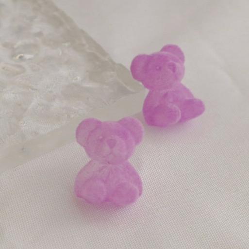 洛莉🥑 可愛葡萄紫色小熊 耳環 SS0501-細節圖2