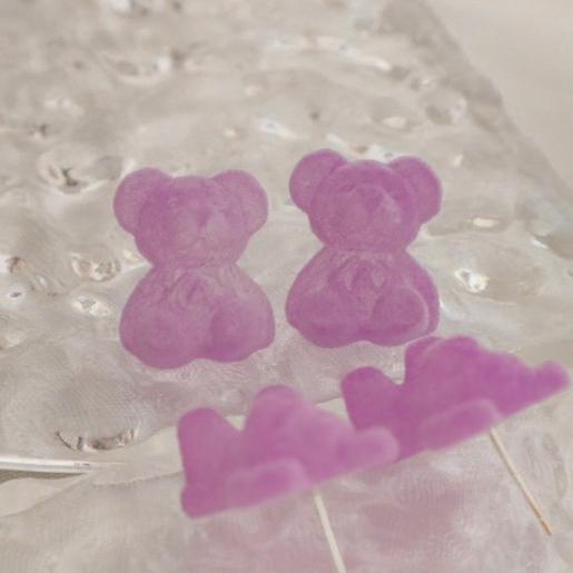 洛莉🥑 可愛葡萄紫色小熊 耳環 SS0501-細節圖3
