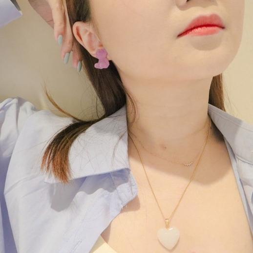 洛莉🥑 可愛葡萄紫色小熊 耳環 SS0501-細節圖4