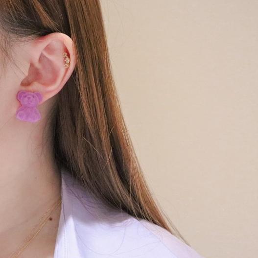 洛莉🥑 可愛葡萄紫色小熊 耳環 SS0501-細節圖5