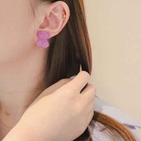 洛莉🥑 可愛葡萄紫色小熊 耳環 SS0501-細節圖6