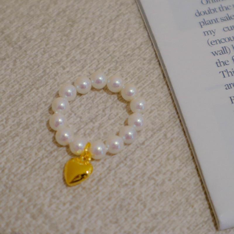 洛莉🥑愛心珠珠彈性戒指 AW0806-細節圖3