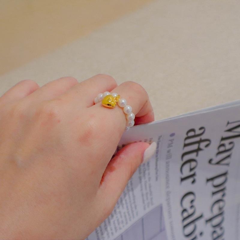 洛莉🥑愛心珠珠彈性戒指 AW0806-細節圖4