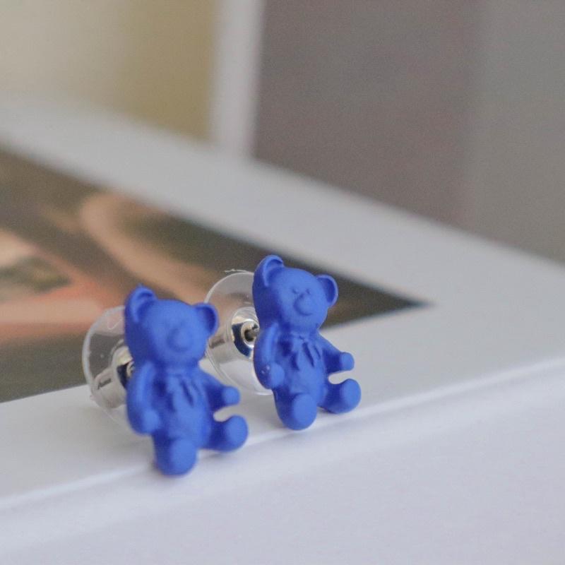 洛莉 🥑 藍色小熊耳釘 AW0704-細節圖2