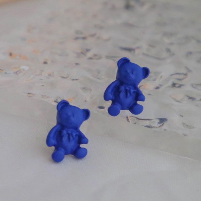 洛莉 🥑 藍色小熊耳釘 AW0704-細節圖3