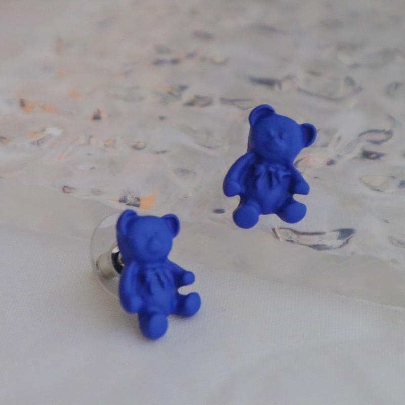 洛莉 🥑 藍色小熊耳釘 AW0704-細節圖4