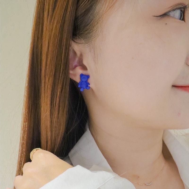 洛莉 🥑 藍色小熊耳釘 AW0704-細節圖5