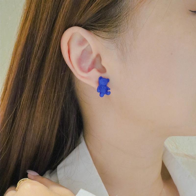 洛莉 🥑 藍色小熊耳釘 AW0704-細節圖6
