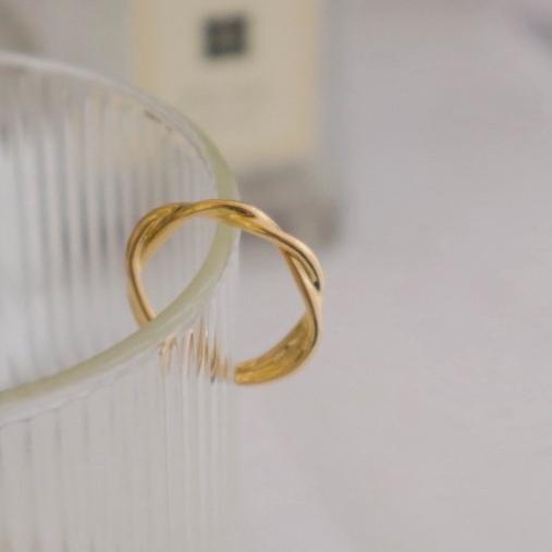 洛莉 🥑 金色不規則麻花戒指 SS0401-細節圖4