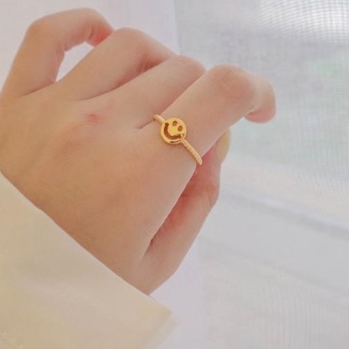 洛莉🥑金色笑臉閃亮戒指 SS0615-細節圖5