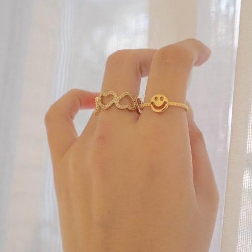 洛莉🥑金色笑臉閃亮戒指 SS0615-細節圖6