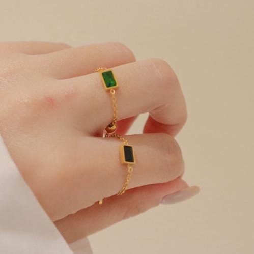 洛莉 🥑 百搭方形鋯石 黑綠兩色可選 SS0306-細節圖4