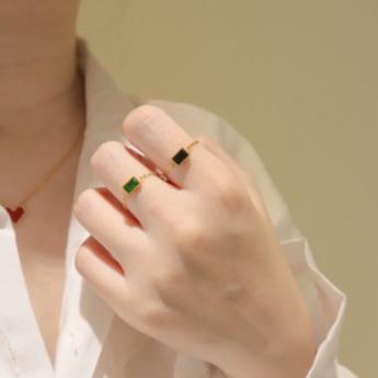 洛莉 🥑 百搭方形鋯石 黑綠兩色可選 SS0306-細節圖5