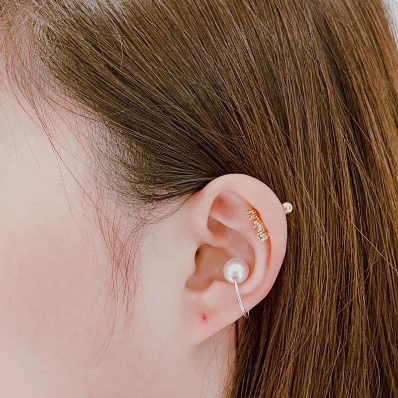 洛莉🥑 925銀 雙珍珠造型耳骨夾 SS0120-細節圖2