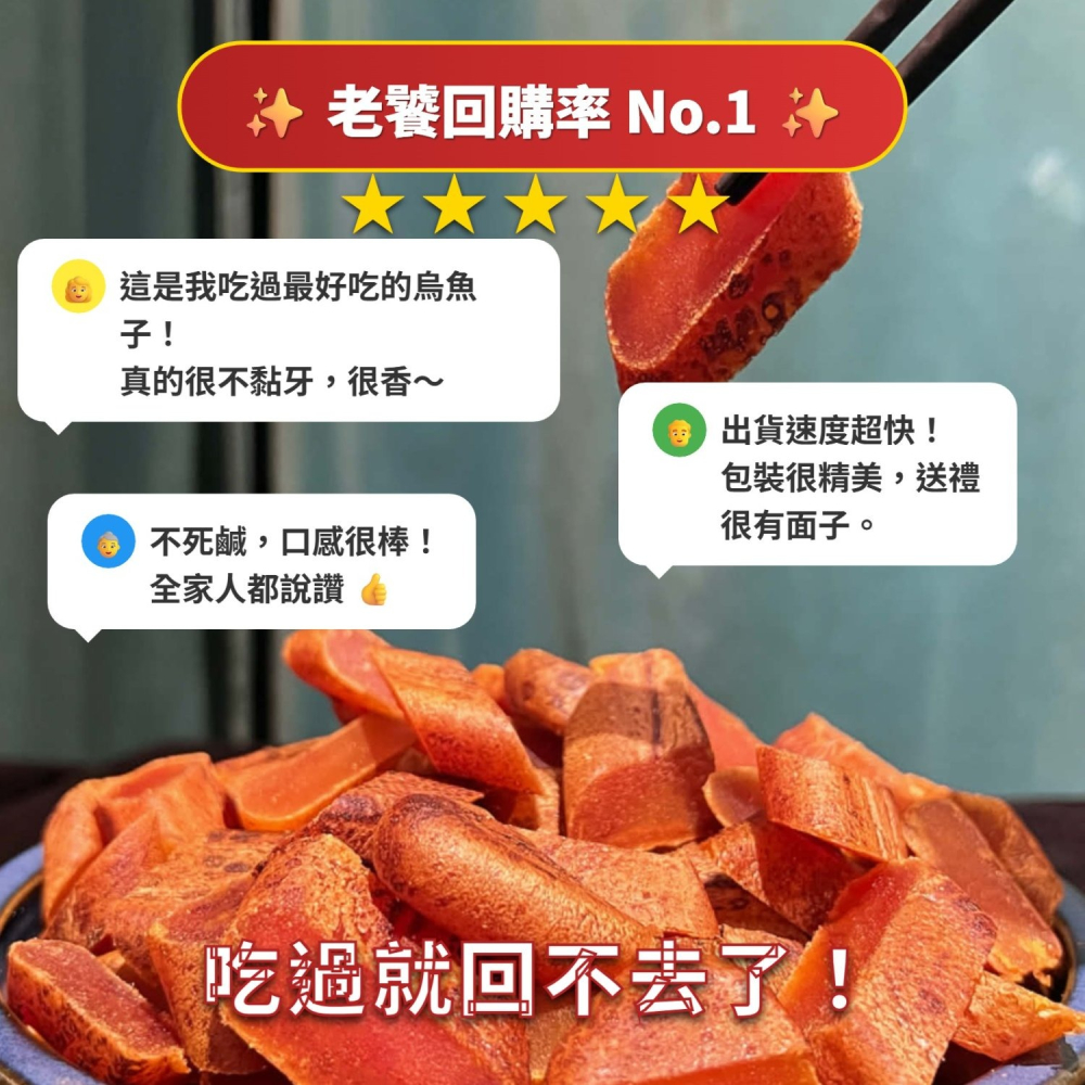 旗津產地直銷~金利野生烏魚子一口吃【單片加倍厚】 炭烤即食 濃厚油香 不死鹹 伴手禮-細節圖9