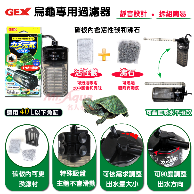 迪加購物【愛護寶貝】【現貨】GEX烏龜專用過濾器 沉水馬達 低水位過濾器 巴西龜 六角恐龍 長尾龜 地圖龜 巴西龜-細節圖2