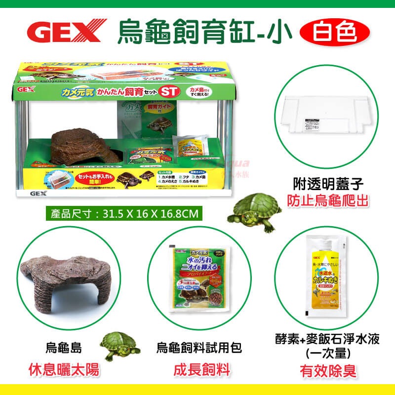 迪加購物【愛護寶貝】【現貨】GEX烏龜飼育缸-小(白色) 套缸組 長尾龜 地圖龜 吸氨 巴西龜 長尾龜 蛋龜-細節圖2