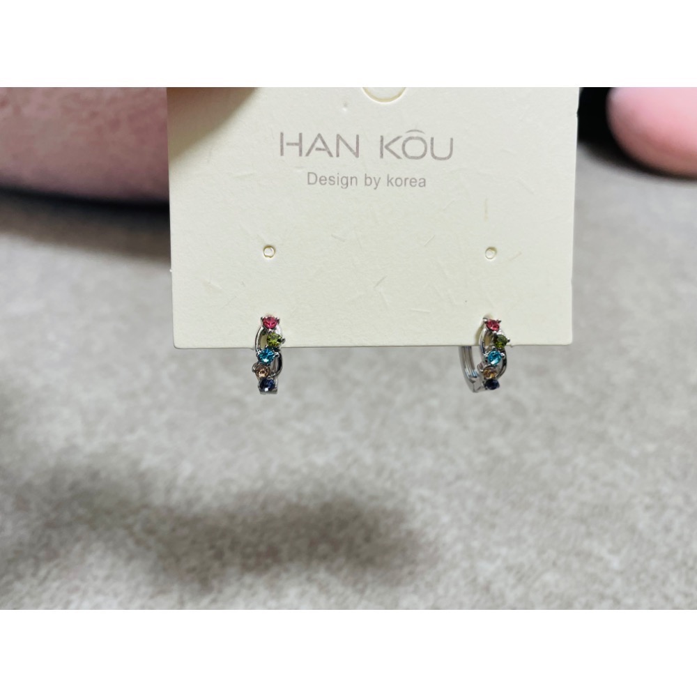 《台灣現貨》彩色水鑽環式耳環（非夾式）-細節圖3