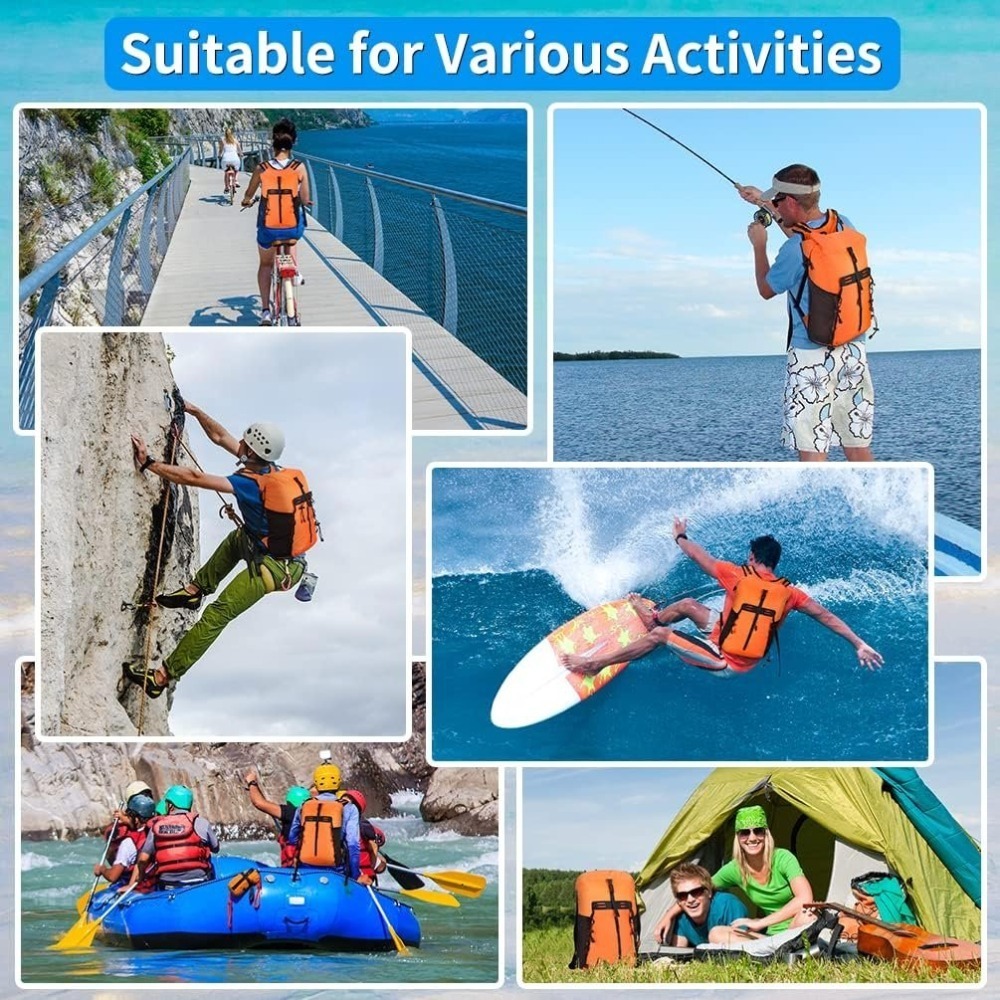 3件式 防水背包 腰包 手機袋 20L,IPX8 戶外溯溪 水上活動 划船 獨木舟 衝浪,可折疊 帶拉鍊口袋,超輕好收納-細節圖2