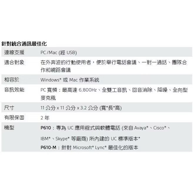 Plantronics P610免提電話視訊會議,全雙工360度收音 擴音器喇叭 麥克風 微信 LINE-細節圖2