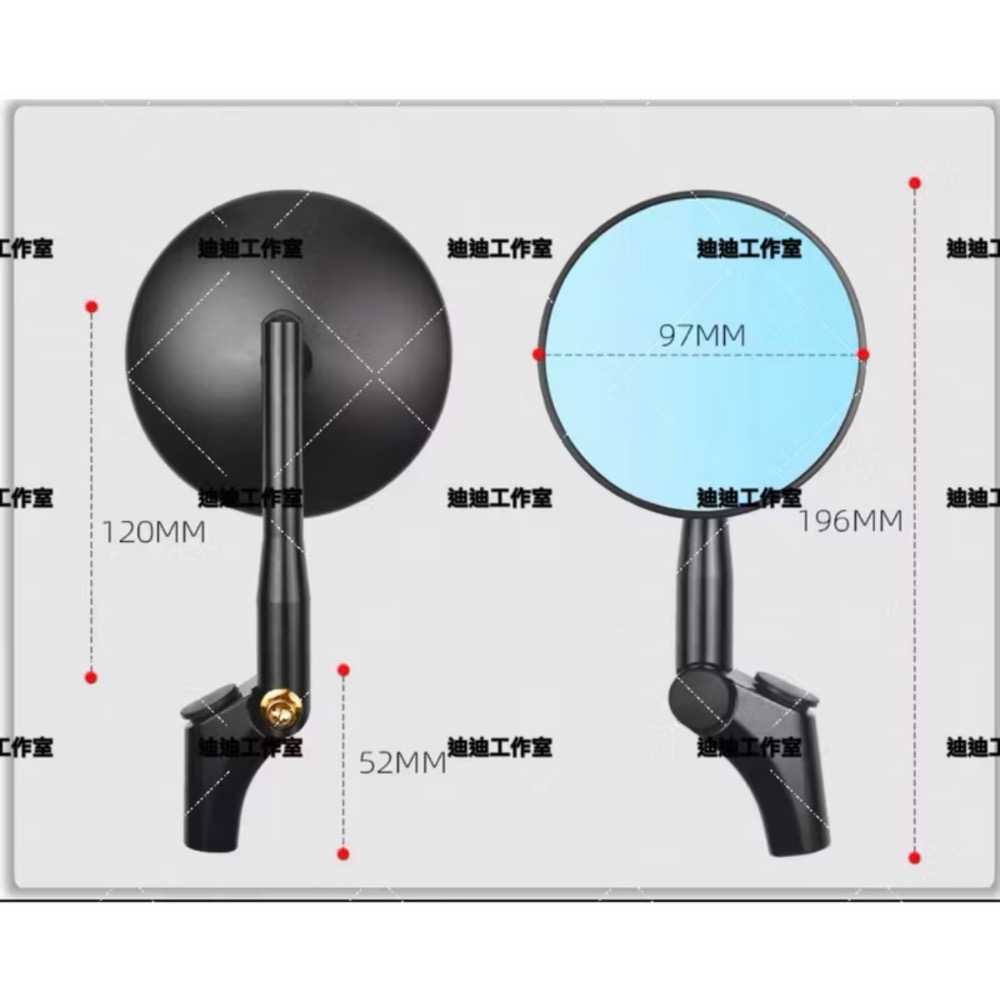 後照鏡 全鋁合金 圓鏡 摩托車後照鏡-細節圖2