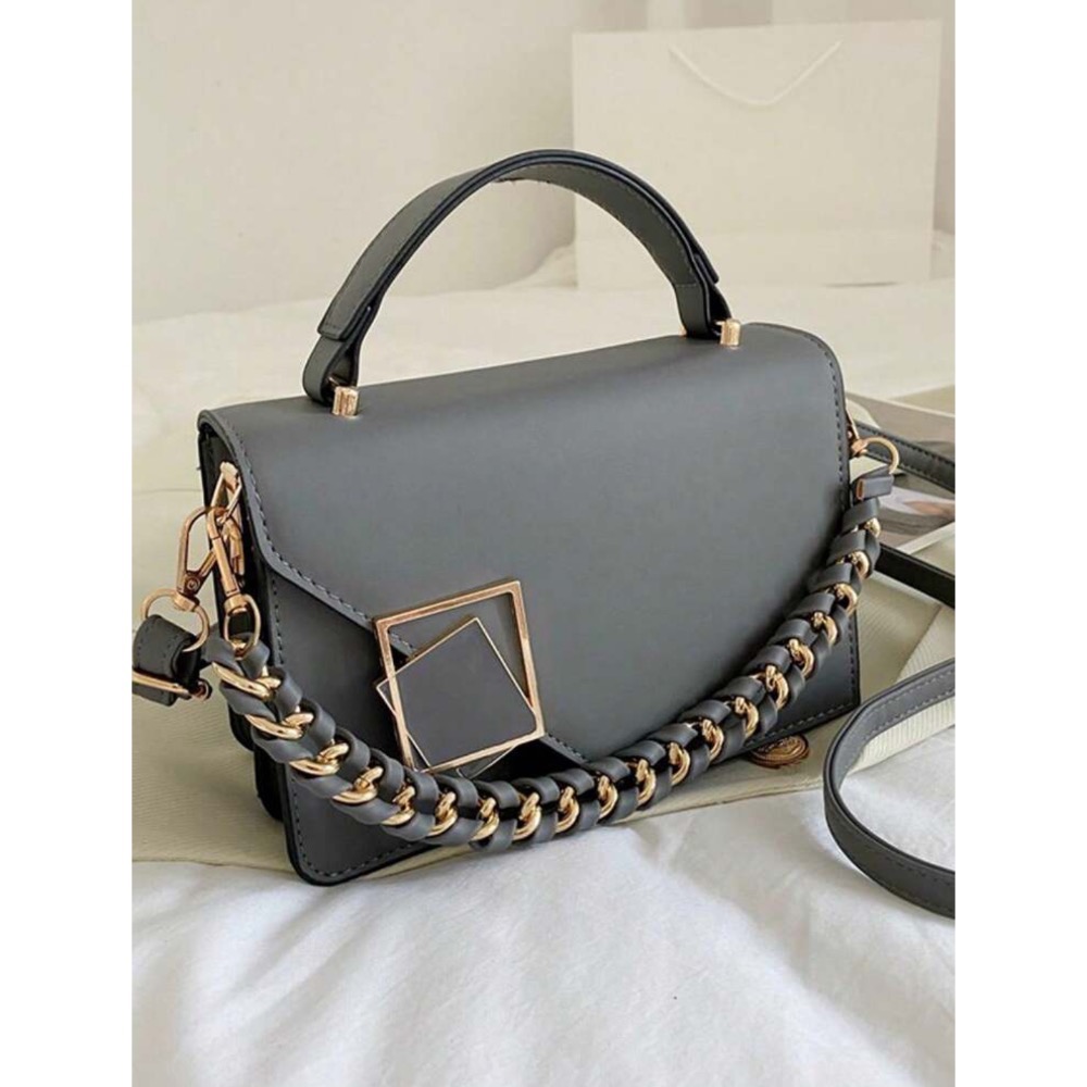 迷你編織鏈條裝飾翻蓋開合鎖扣手提包-規格圖4